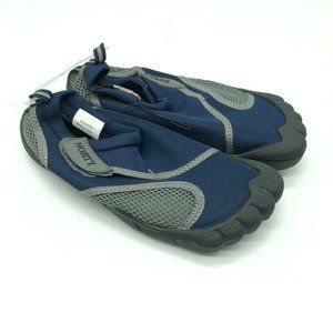 Norty Womens Water Shoes Hook & Loop Mesh Slip On Navy Blue Gray Size 7